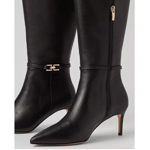 Ann Taylor NWOB Chain Wrap Leather Boot Tall Black 9.5 - Picture 6 of 7